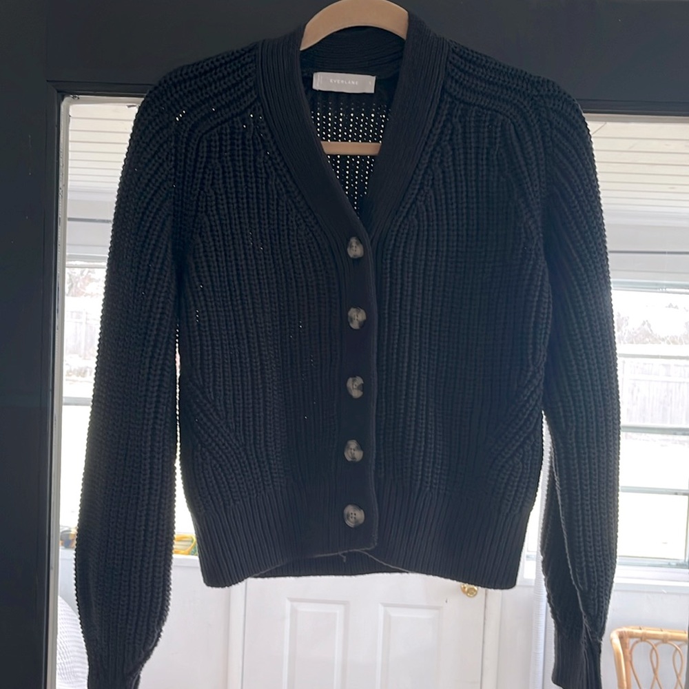 Everlane The Texture Cotton Cardigan, Black, Small